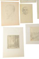 Jelzés nélkül, 1900-1930 körül: 10 db tanulmányrajz (női akt, portrék, városrészlet, stb.) Klf. tech...