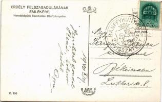 1940 Bánffyhunyad, Huedin; bevonulás, kerékpáros katonák / entry of the Hungarian troops, soldiers w...