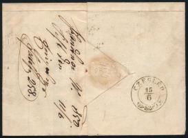 1850 3kr HP I.b. típ. nagyon korai levélen "PESTH" - "CZEGLÉD"