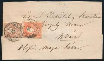 1858 5kr + 10kr I. típ. levélen "NAGY-ENYED" - "GROSSWARDEIN"