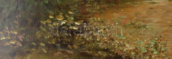 Rónai Antal (1926- ): Tavaszi út. Olaj, farost, jelzett. Dekoratív fakeretben. 60x80 cm