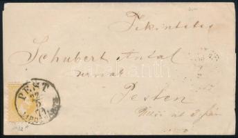 1871 2kr sárga, helyi levélen "PEST / LIPÓTVÁROS" - "PEST / DÉL UTÁN"