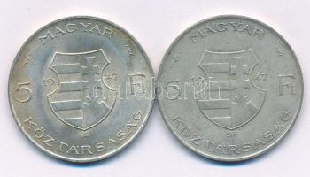 1947. 5Ft Ag "Kossuth" (2x) T:VF,F patina Adamo F8.1