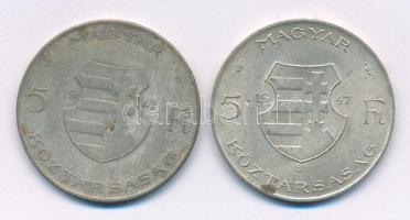 1947. 5Ft Ag "Kossuth" (2x) T:VF,F patina Adamo F8.1