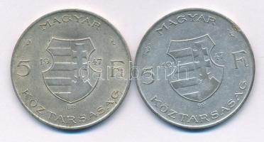 1947. 5Ft Ag "Kossuth" (2x) T:VF,F patina Adamo F8.1