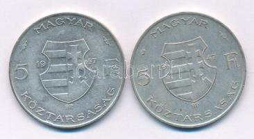 1947. 5Ft Ag "Kossuth" (2x) T:VF,F patina Adamo F8.1
