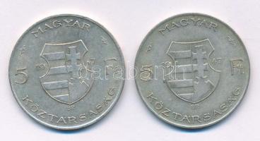 1947. 5Ft Ag "Kossuth" (2x) T:VF,F patina Adamo F8.1