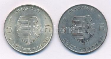 1947. 5Ft Ag "Kossuth" (2x) T:VF,F patina Adamo F8.1