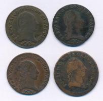 1781B 1/2kr Cu "II. József" + 1812A 1/2kr Cu (2x) + 1812S 1/2kr Cu T:VF