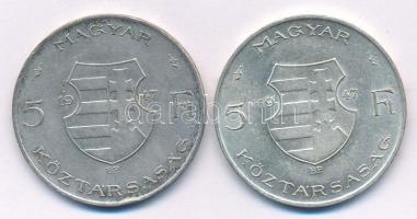 1947. 5Ft Ag "Kossuth" (2x) T:VF,F patina Adamo F8.1
