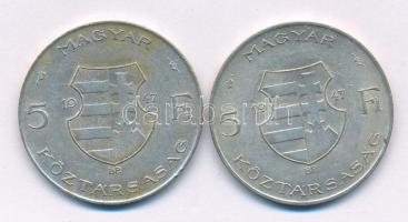 1947. 5Ft Ag "Kossuth" (2x) T:VF,F patina Adamo F8.1