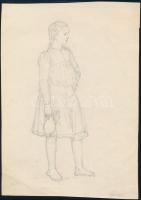 Glatz jelzéssel (Glatz Oszkár vagy fia, Henrik?): Bujáki lány, 1938. Ceruza, papír. 24,5×17 cm.