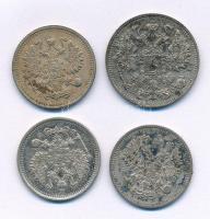 Orosz Birodalom 1909. 10k Ag + 1913. 10k Ag + 1915. 10k Ag + 15k Ag T:XF-VF, patina
Russian Empire ...