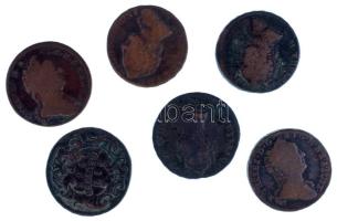 Vegyes 6db-os 1 krajcár tétel, benne: 1760W, 1761P, 1761W, 1762K, 1763P, 1763W T:VF-F patina