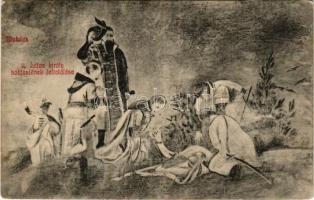 1912 Mohács, II. Lajos király holttestének feltalálása. Bein és Weizer kiadása (gyűrődés / crease)