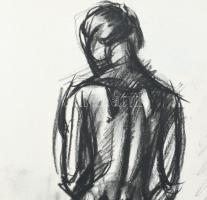 HG jelzéssel (Glatz Henrik?): Álló akt, 1926. Szén, papír. 33,5×19,5 cm