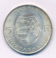 1947. 5Ft Ag "Kossuth" T:AU,XF patina Adamo F8.1