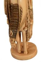 Keleti szent faragott elefántcsont szobor, Kína, cca 1900, jelzett, m: 23 cm