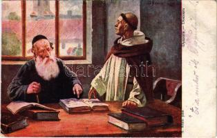 1916 Dysputa / Discours / Judaica art postcard, discourse. Ser. 71/11. s: S. Adam + "M. kir. 51. tábori tarackos ezred 2. lőszer oszlop" (EK)