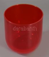Anyagában színezett vörös üveg virágtartó, hibátlan, d: 14 cm, m: 15 cm