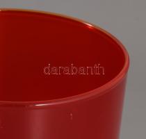 Anyagában színezett vörös üveg virágtartó, hibátlan, d: 14 cm, m: 15 cm