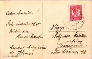 Síelő krampusz hölggyel / skiing Krampus with lady, humour. C.H.W. VIII/2. 2506-7