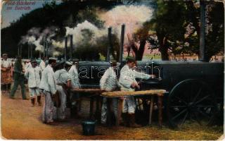 1916 Feldbäckerei im Betrieb. Serie "Das Deutsche Heer" / WWI German military, field bakery in operation (kopott sarkak / worn corners)