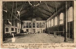 1902 Budapest VIII. Nemzeti Tornaegylet csarnoka, belső, tornacsarnok, tornaszerek, sport. Erdélyi cs. és kir. udvari fényképész műintézetéből (b)