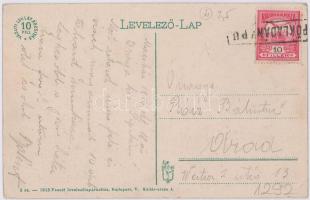 1916 Püspökladány, utca részlet a Rákóczi szállodával, Szűcs László üzlete. Vasúti levelezőlapárusít...