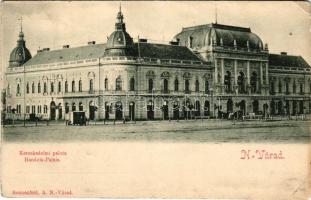 1898 Nagyvárad, Oradea; Kereskedelmi palota, Frankl, Freund Lajos és Társa, Silberstein B., ifj. Ullmann Izidor üzlete, Lloyd kávéház. Sonnenfeld A. kiadása / commercial palace, shops, café (gyűrődések / creases)