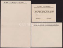 1920 Római Fürdőtelep Egyesület fejléces levélpapír, boríték és tagsági igazolvány