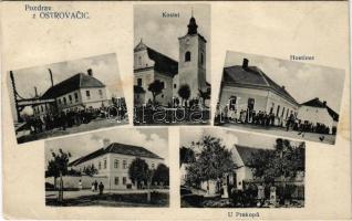 Ostrovacice, Kostel, Hostinec, U Prokopu / church, inn, square (fa)