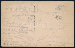 1918 Kézdi-Kovács László (1864-1942) festőművész, műkritikus autográf , saját rómaifürdői kertjét ábrázoló fotólapja Sárdy Brutusné Kézdi-Kovács Lenkéhez, Sárdy Brutus állomáshelyére