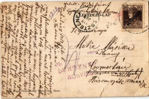 1919 Gyöngyöshalász, Gyöngyös-Halász; Római katolikus templom, belső, kórus + "BRASOV CENZURAT ...