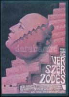 1983 Pócs Péter (1950-): Vérszerződés, magyar filmplakát, villamosplakát, rendezte: Dobray György, jelzett a nyomaton, 24,5x17,5 cm