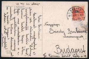 1938 Sárdy Brutus (1892-1970) festőművész, restaurátor autográf levelezőlapja feleségéhez, Kézdi-Kovács Lenkéhez, Kézdi-Kovács László (1864-1942) festőművész, műkritikus lányához,