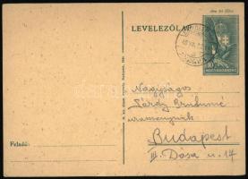 1938 Sárdy Brutus (1892-1970) festőművész, restaurátor autográf levelezőlapja feleségéhez, Kézdi-Kovács Lenkéhez, Kézdi-Kovács László (1864-1942) festőművész, műkritikus lányához, Kállósemjénről