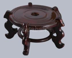 Jelzett ökörvérmázas kerámia váza, lakkozott fa talapzaton, hibátlan, teljes m: 44 cm