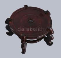 Jelzett ökörvérmázas kerámia váza, lakkozott fa talapzaton, hibátlan, teljes m: 44 cm