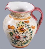 Olasz karcolt díszítéses kerámia váza, jelzés nélkül, minimális kopással, m: 15 cm