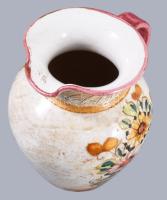 Olasz karcolt díszítéses kerámia váza, jelzés nélkül, minimális kopással, m: 15 cm