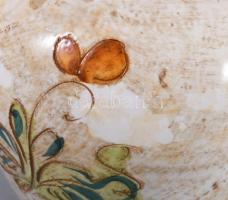 Olasz karcolt díszítéses kerámia váza, jelzés nélkül, minimális kopással, m: 15 cm