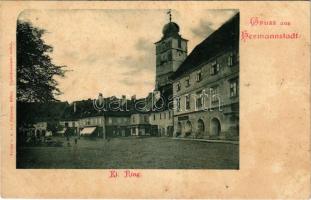 Nagyszeben, Hermannstadt, Sibiu; Kl. Ring u. Raththurm / Várostorony. A. von Palocsay / tower (szakadás / tear)