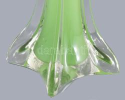 Olívazöld kétrétegű üvegváza, hibátlan, m: 30 cm