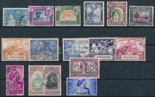 Brit gyarmatok 1938-1952 16 db bélyeg VI. György idejéből, jobb darabokkal (Mi EUR 88,60)