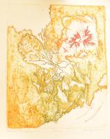 Almásy Aladár (1946-): Pásztorúton visszanéző. Színes rézkarc, papír, jelzett, számozott (82/100), feltekerve, 28x22,5 cm