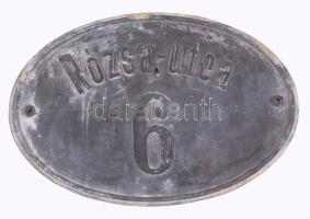 Rózsa utca 6 fém tábla, lyukkal, 19x29 cm