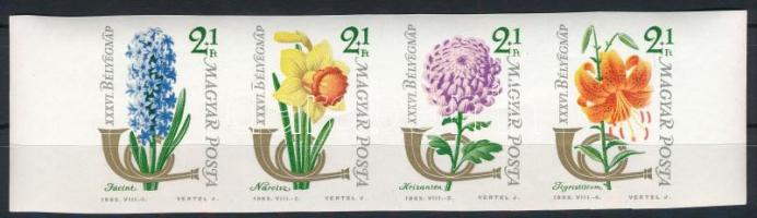 1963 Bélyegnap (36.) - Virág (IV.) ívszéli vágott 4-es csík