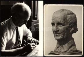ca. 1934 Sárdy Brutus (1892-1970) festőművész időskori portréja valamint róla készült szobor fénykép...