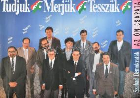 1990 "Tudjuk, merjük, tesszük" Szabad Demokraták Szövetsége (SZDSZ) választási plakát, 57x39 cm